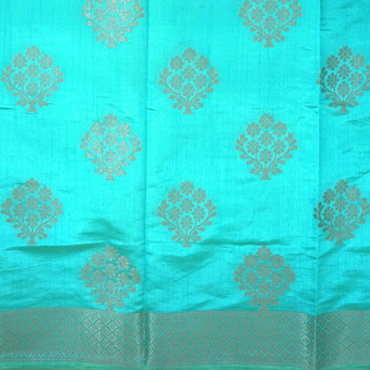 Chandhrika in Aqua Blue base with floral works