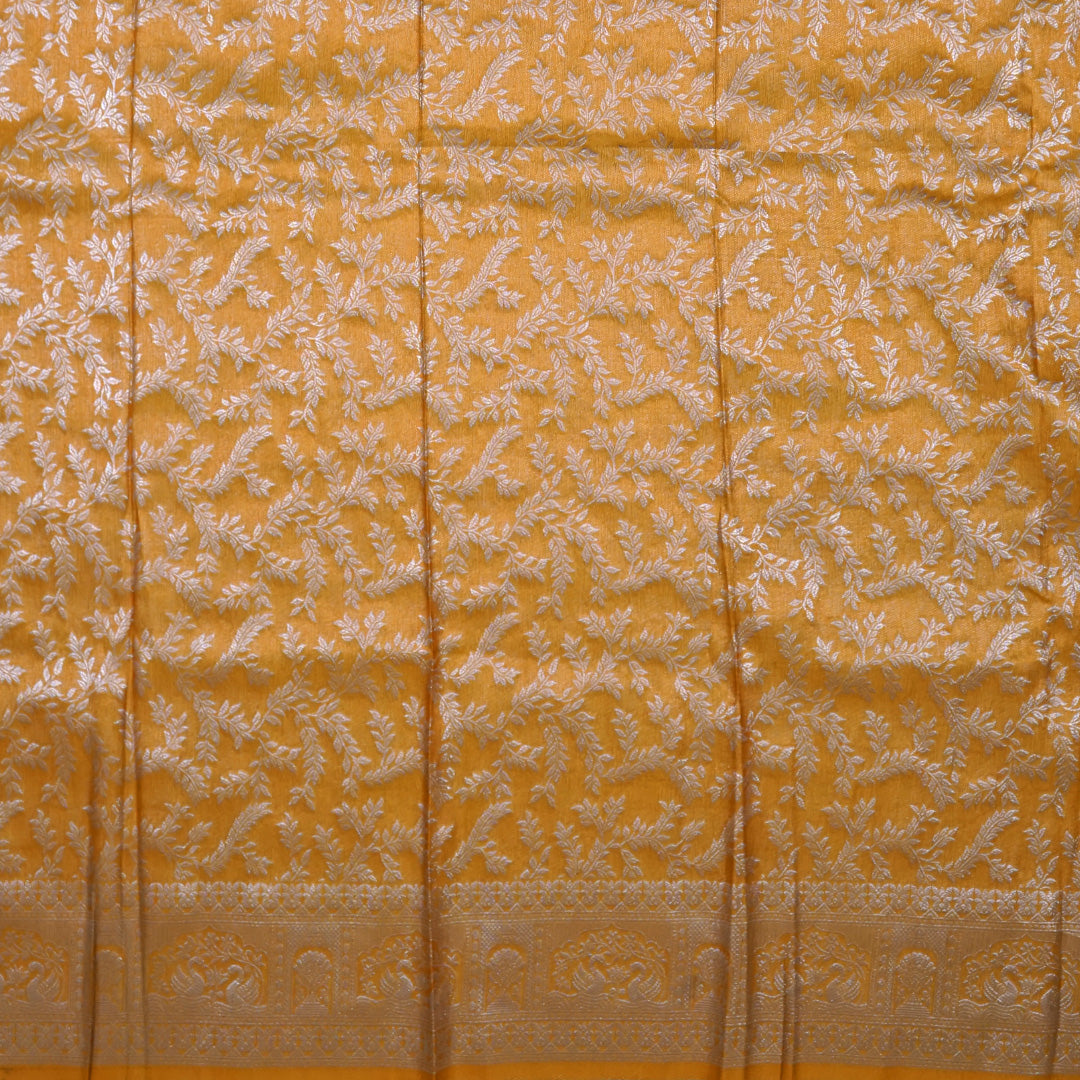 Thara Silk in Rich Mustard Yellow Base with Floral works