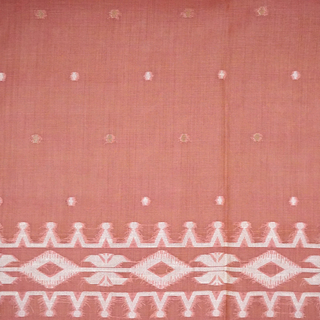 Monisha Tussar Warm terracotta rose shade with a matte tussar silk texture