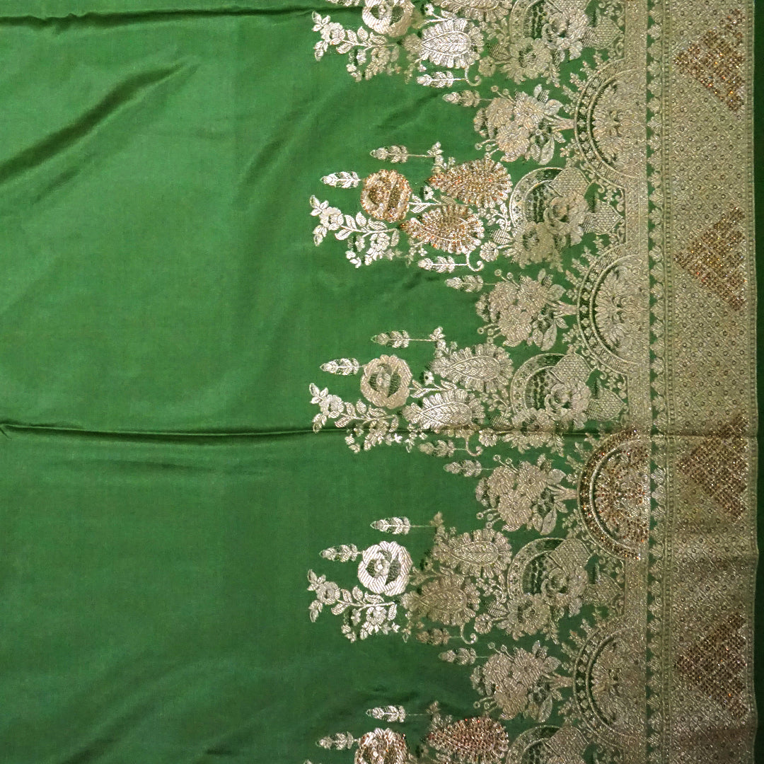 Pastel Green Madhur Sangam Silk saree with Gold - Silver Zari