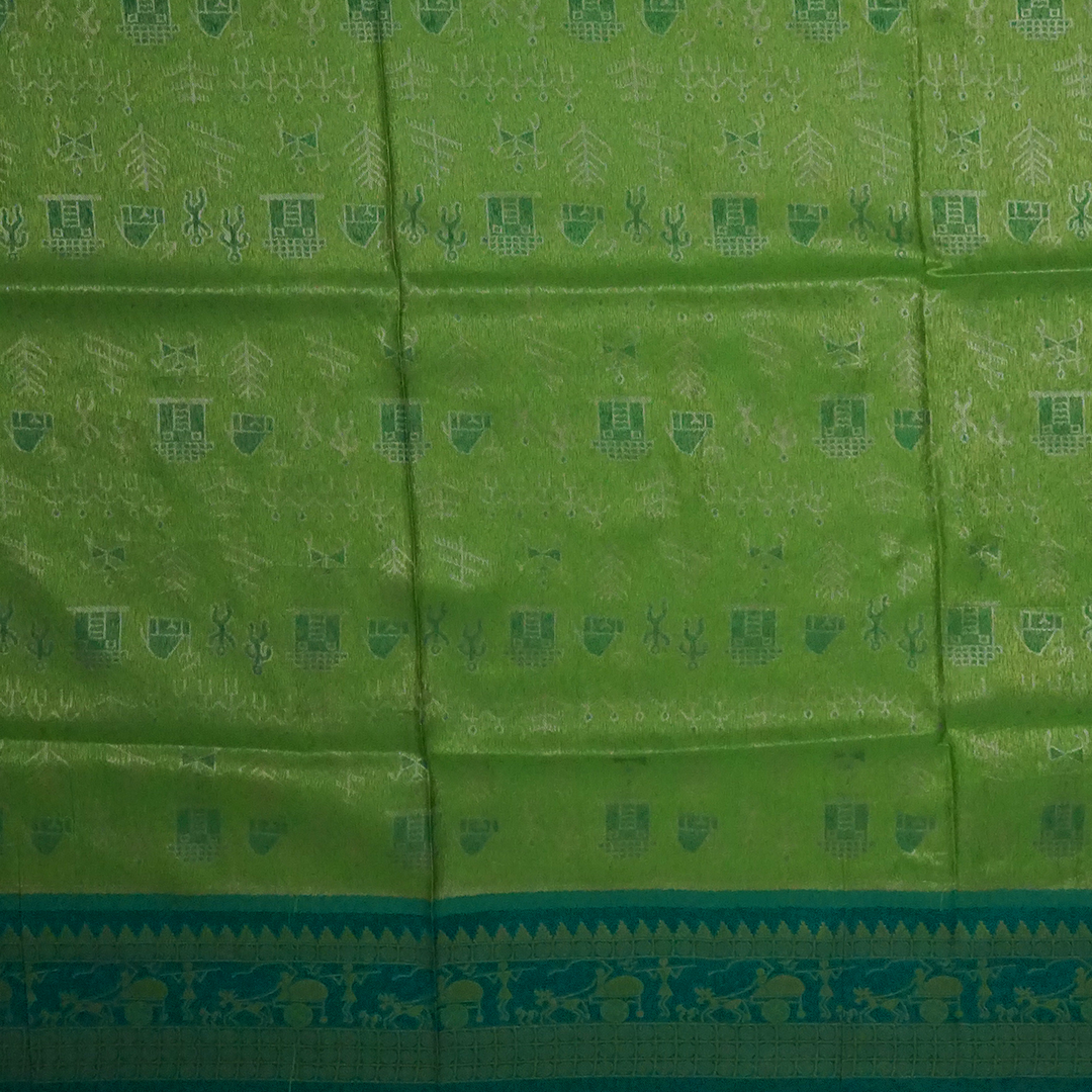 Green Stravi Silk with Golden Zari