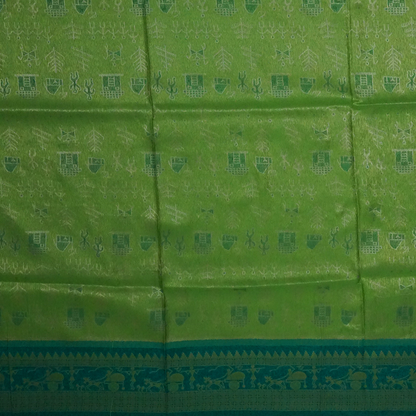 Green Stravi Silk with Golden Zari