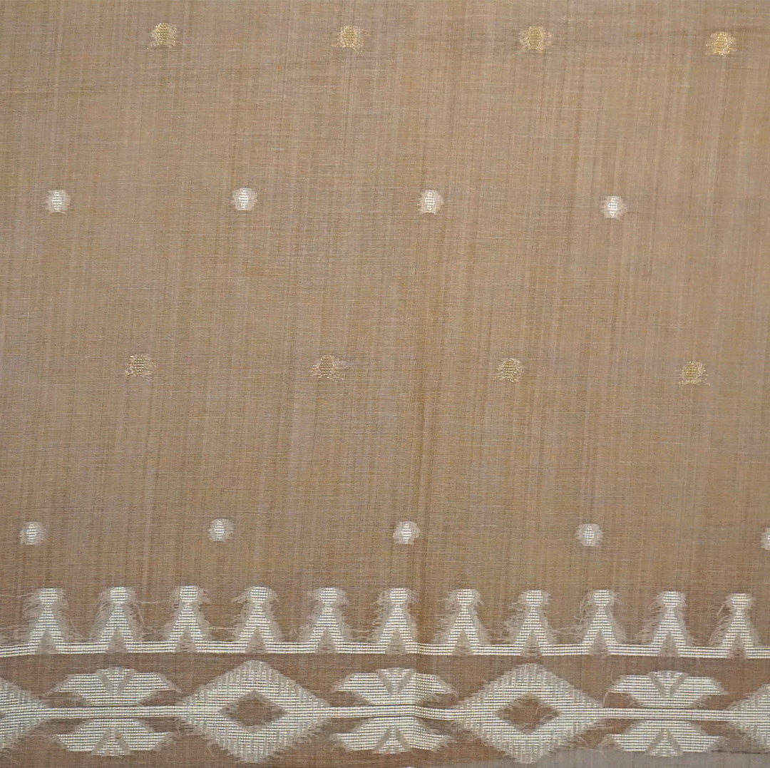 Monisha Tussar Muted taupe grey shade with a soft tussar silk texture