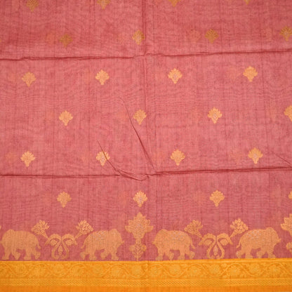 Dusty Rose Ambari Silk Saree with Gold Zari Floral Buttas