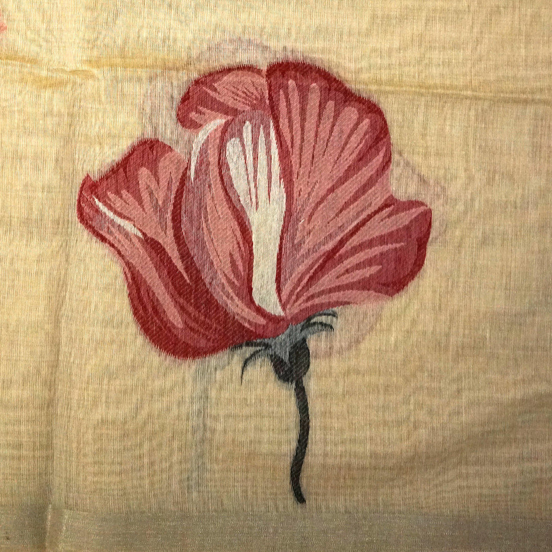 Resham Tussar Soft Ivory shade with a golden sheen