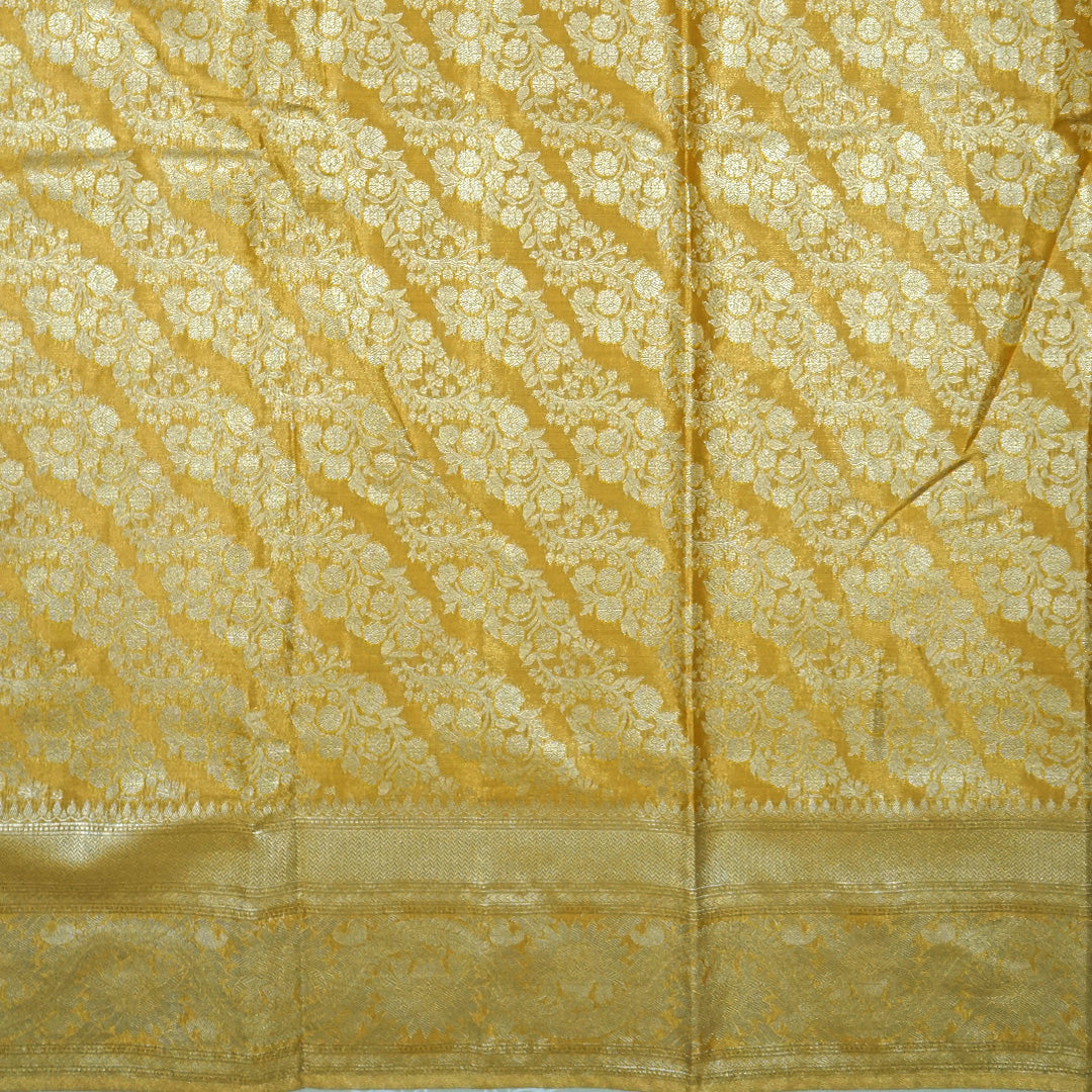 Mayuri Drape in radiant golden yellow shade with a rich, lustrous silk finish