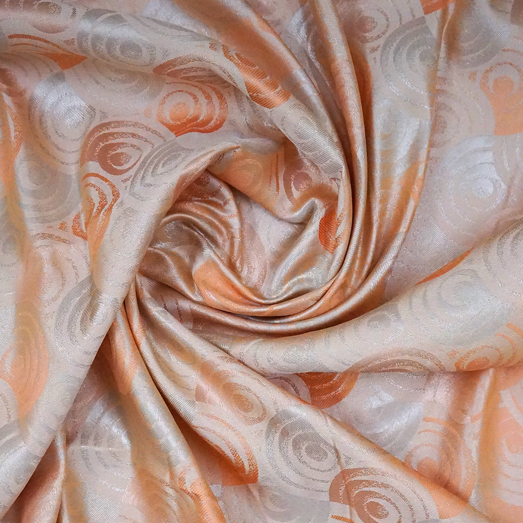 Peach - Beige Suhani Silk with Silver Zari and Pastel Peach motifs