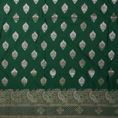 Rithvi Satin Emerald-green shade color adorned with intricate golden zari embroidery