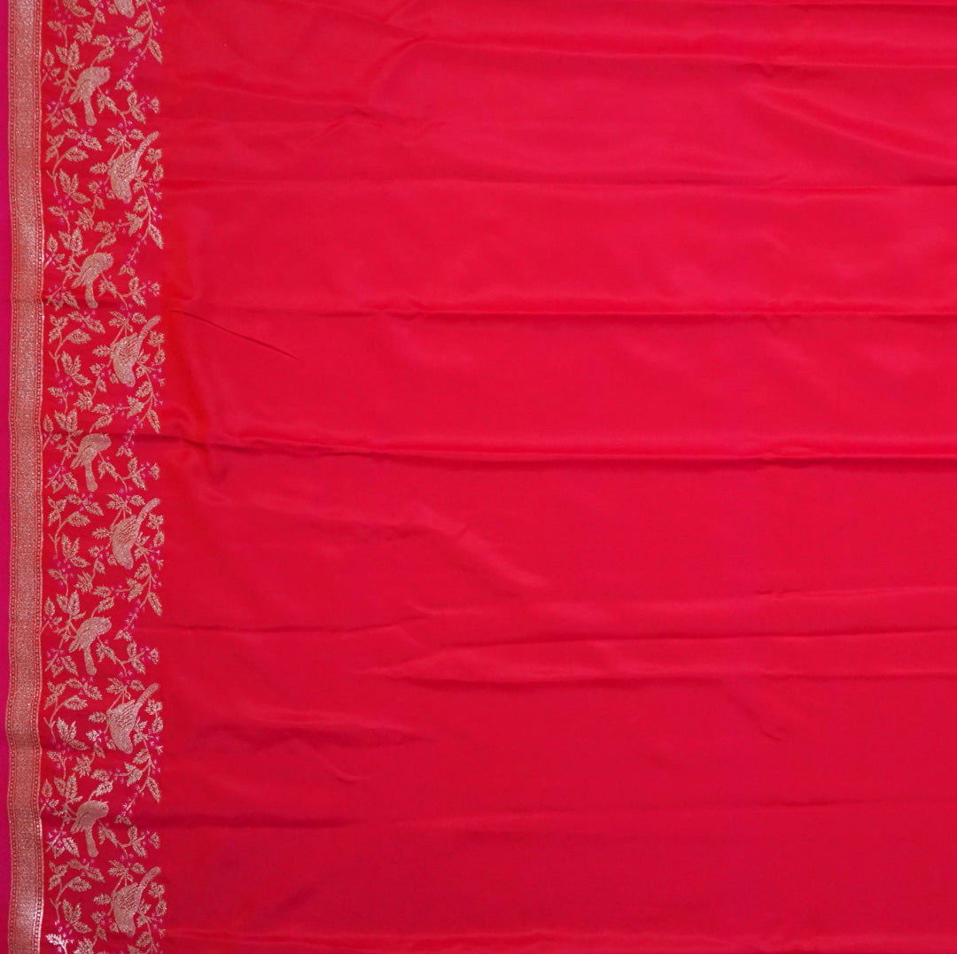 Hamsini Silk saree in Bright crimson red shade with a lustrous silk texture