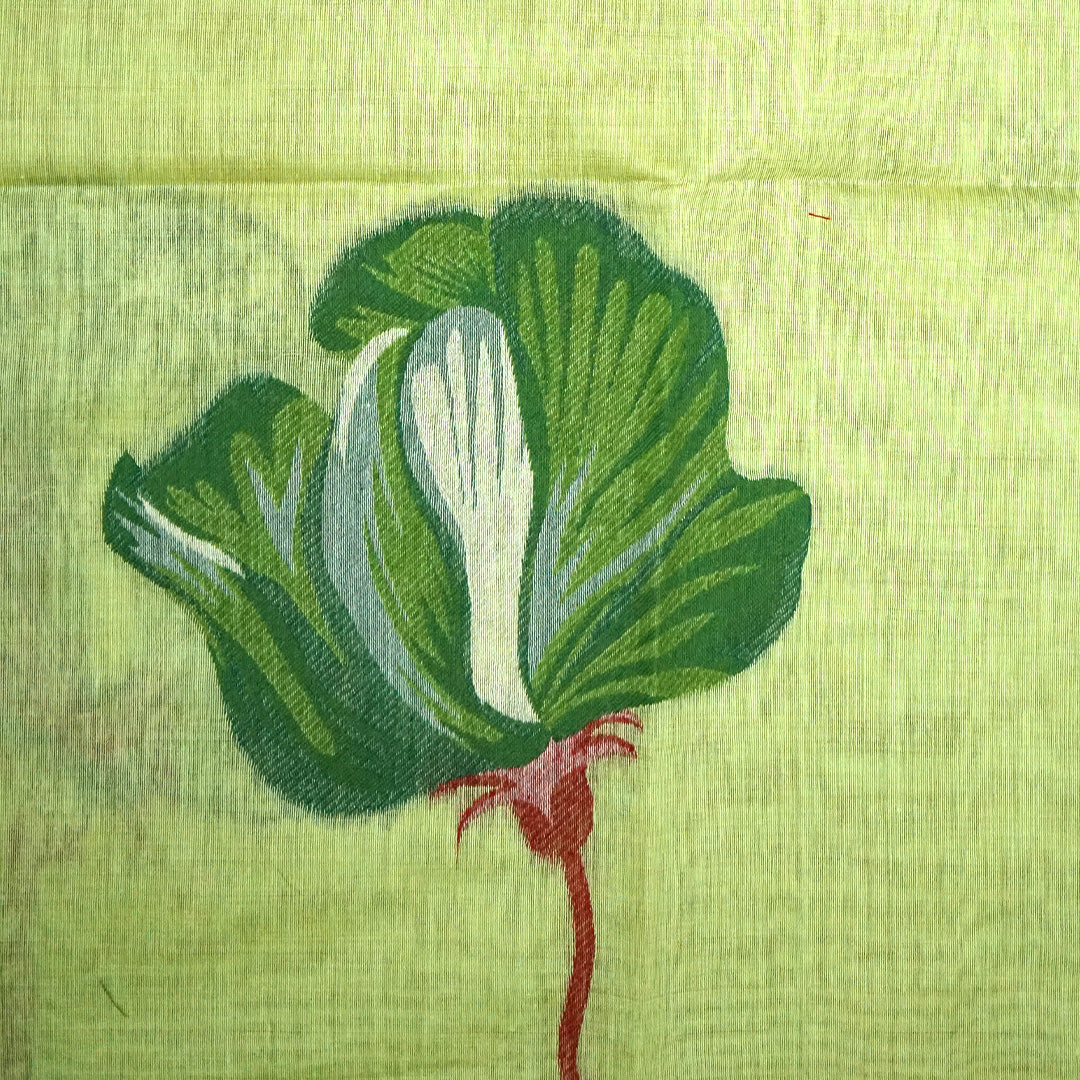 Resham Tussar Soft pastel green shade with a light golden sheen.