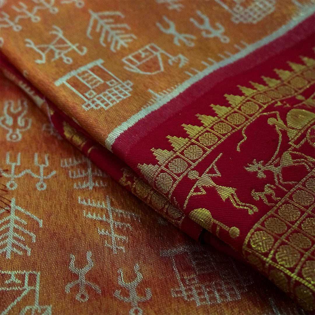 Maroon Stravi Silk with Golden Zari