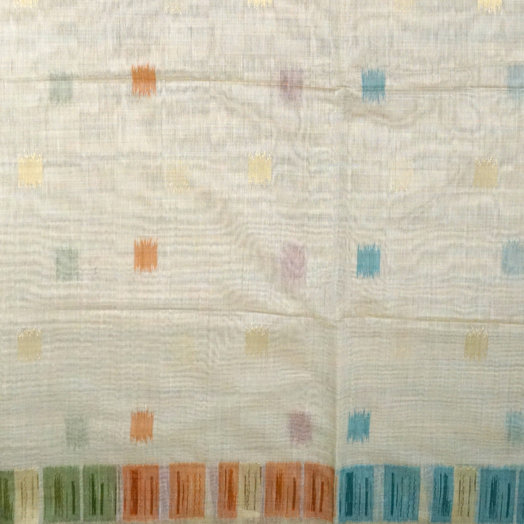 Navarangi Tussar in warm peach pink shade with a soft, textured finish