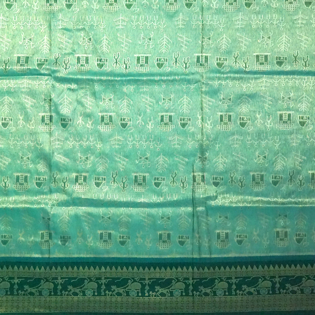 Emerald Green Stravi Silk with Golden Zari