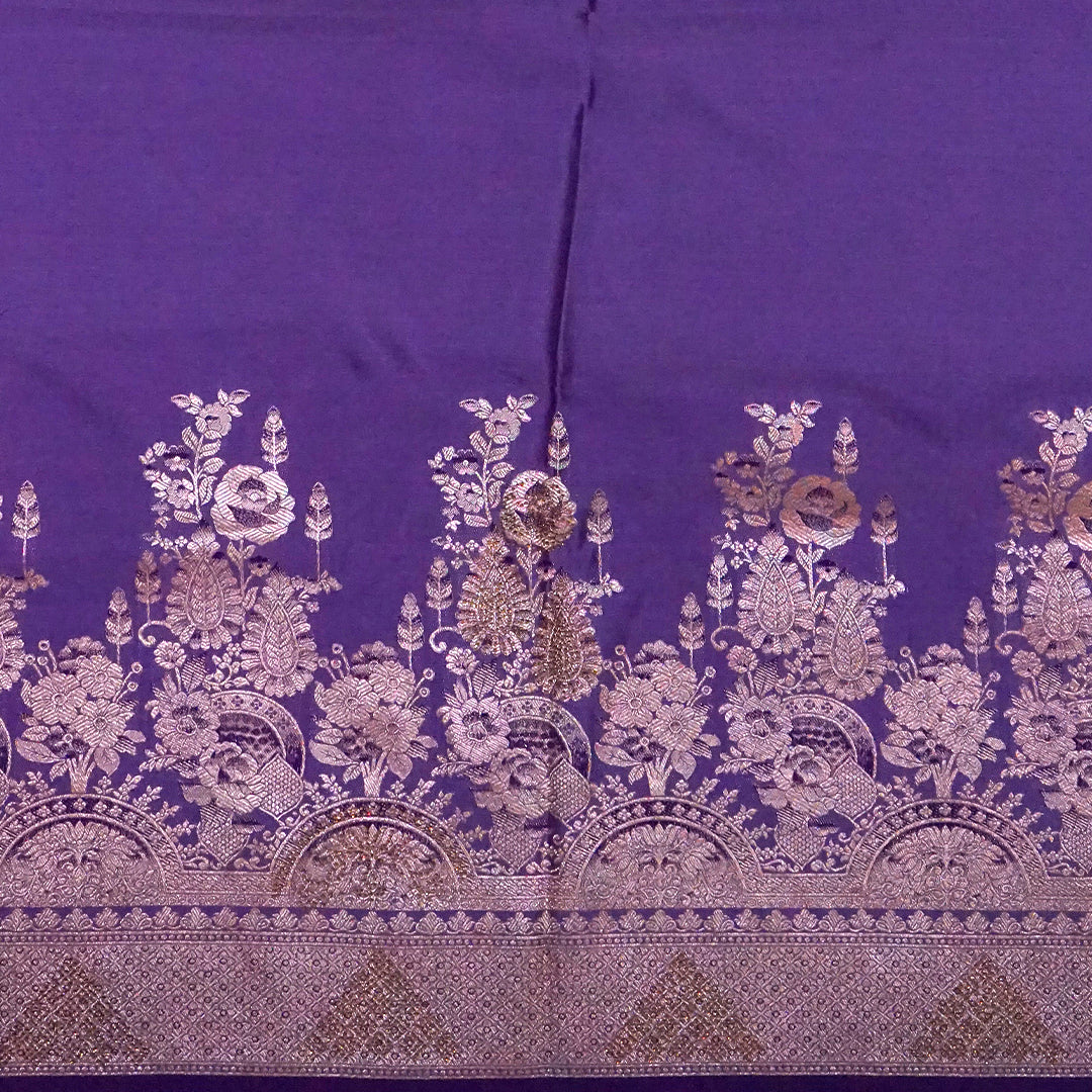 Deep Purple Madhur Sangam Silk Saree with Gold Zari
