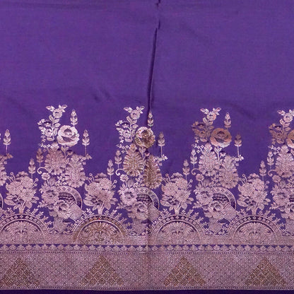 Deep Purple Madhur Sangam Silk Saree with Gold Zari
