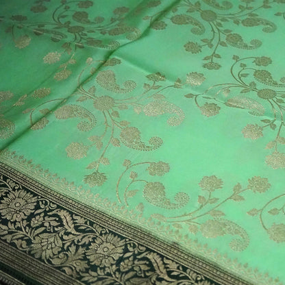 Mint Green Mahalakshmi Viscose with Golden Zari