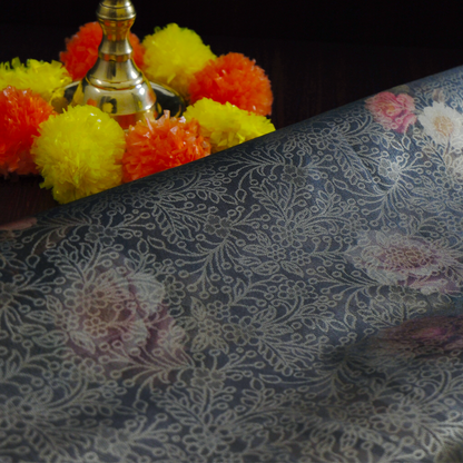 Silk Satin Deep olive green shade with a subtle metallic sheen with black tassel edges