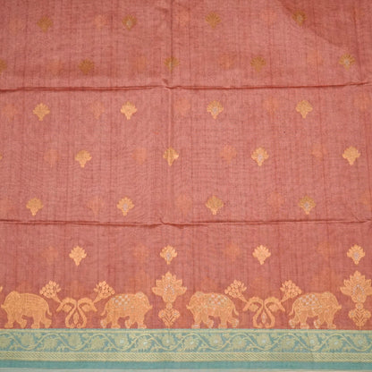 Coral Pink Ambari Silk Saree with Zari works