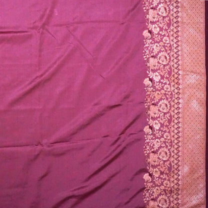 Deep Wine Madhur Sangam Silk saree with Gold and Copper Zari