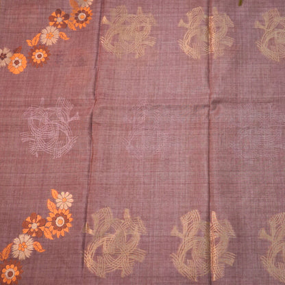Mauve Palayam Silk Tussar with Olive Green border.