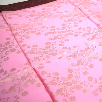 Soft Rose Mahalakshmi Viscose silk saree with Deep Maroon contrast