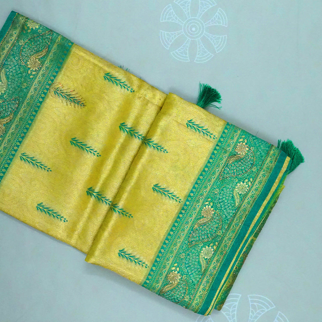 Madhur Bela Vibrant lime green shade with a lustrous golden tint