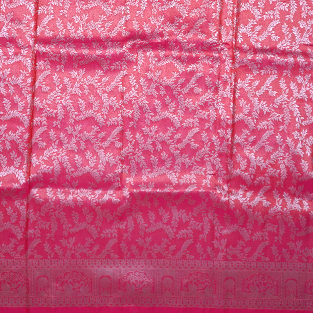 Thara Silk in Vibrant Magenta - Pink base with Floral works