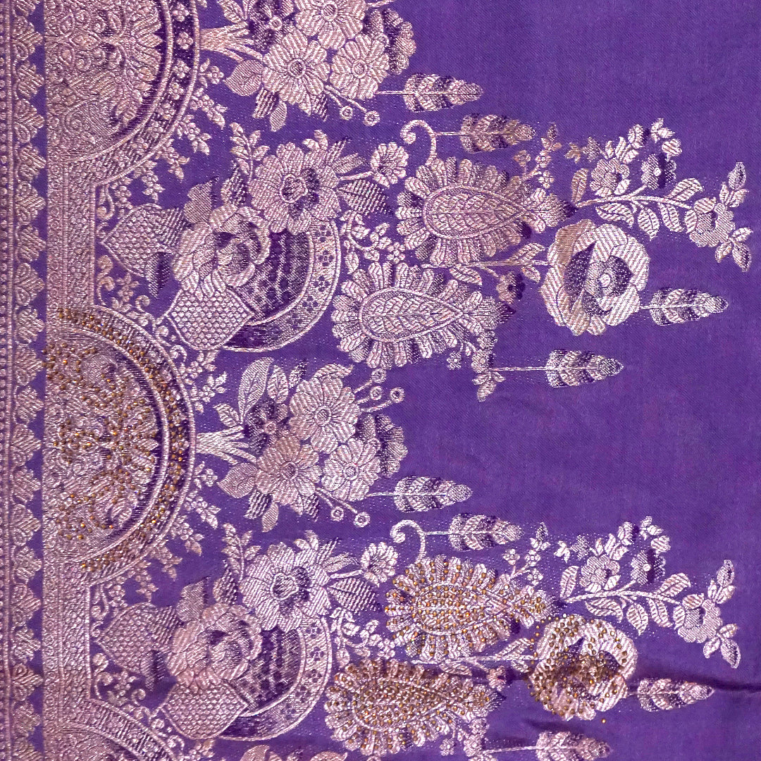 Deep Purple Madhur Sangam Silk Saree with Gold Zari