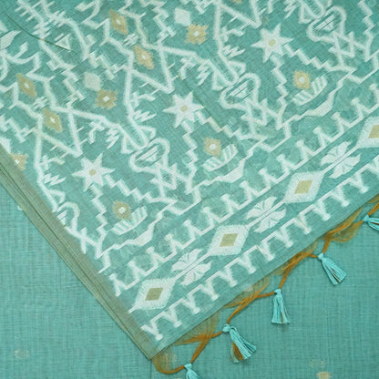 Monisha Tussar Soft sea green shade with a matte tussar silk texture