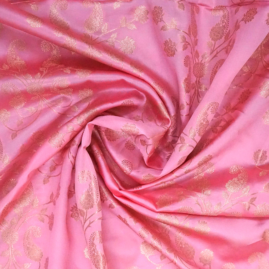 Soft Rose Mahalakshmi Viscose silk saree with Deep Maroon contrast