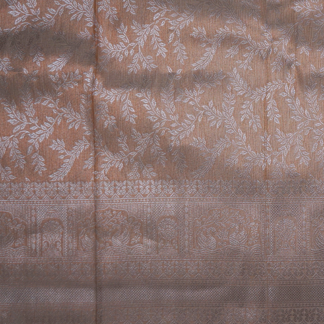 Thara Silk in Soft Champagne Beige Base with Floral works