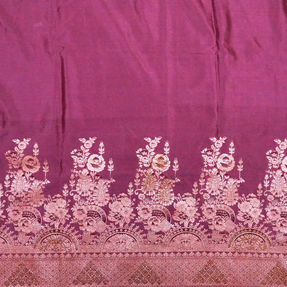 Deep Wine Madhur Sangam Silk saree with Gold and Copper Zari