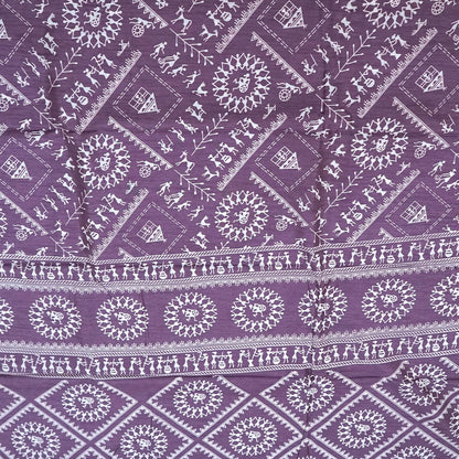 Kusum Silk in Plum base with Kalamkari prints