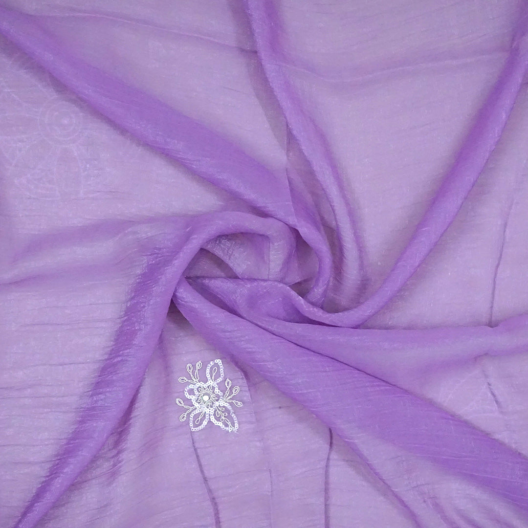 PASTEL WHISPERS - Graceful lavender shade adorned with delicate silver floral embroidery,