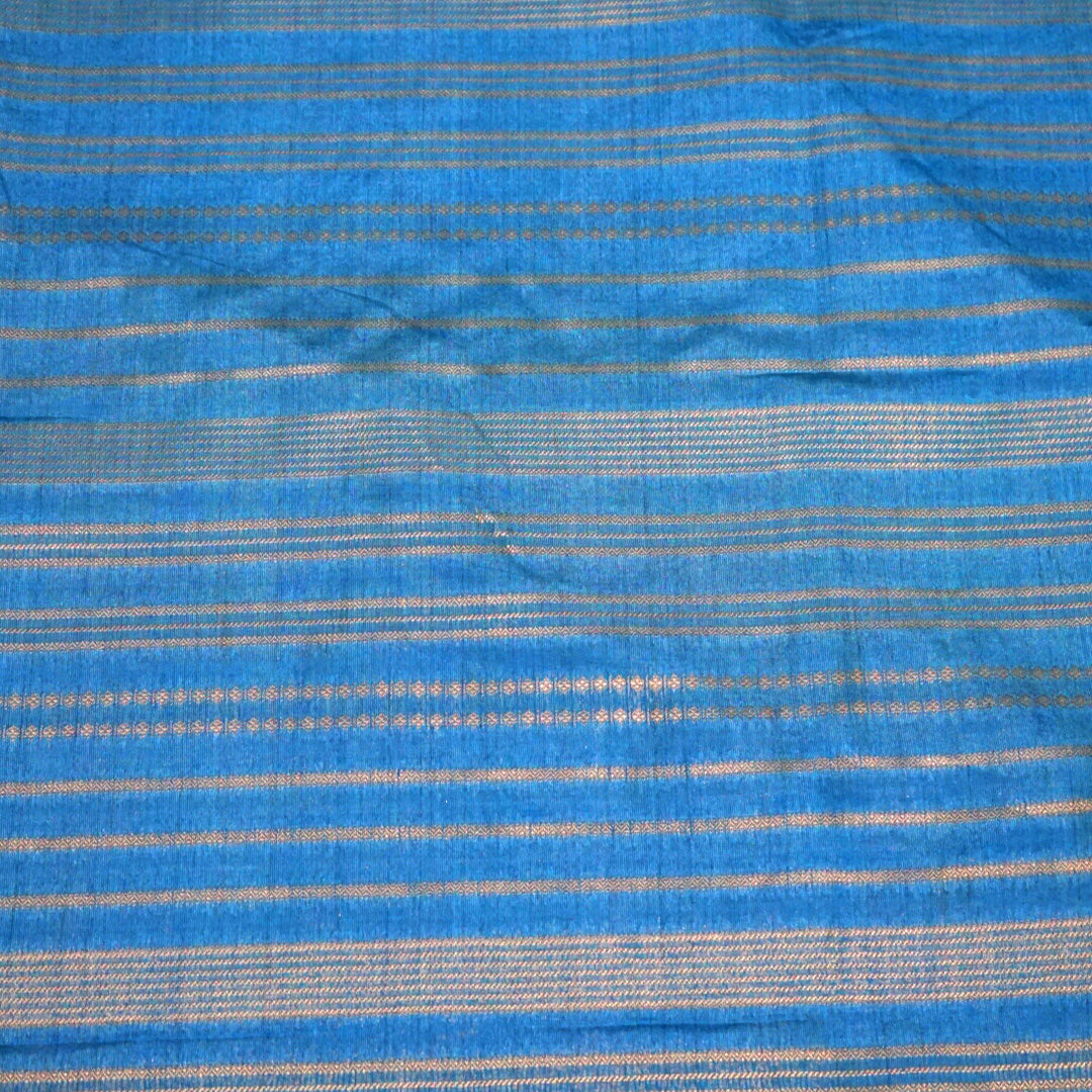 Teal Blue Gokul Tussar with pink and purple border