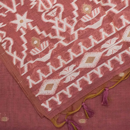 Monisha Tussar Warm terracotta rose shade with a matte tussar silk texture