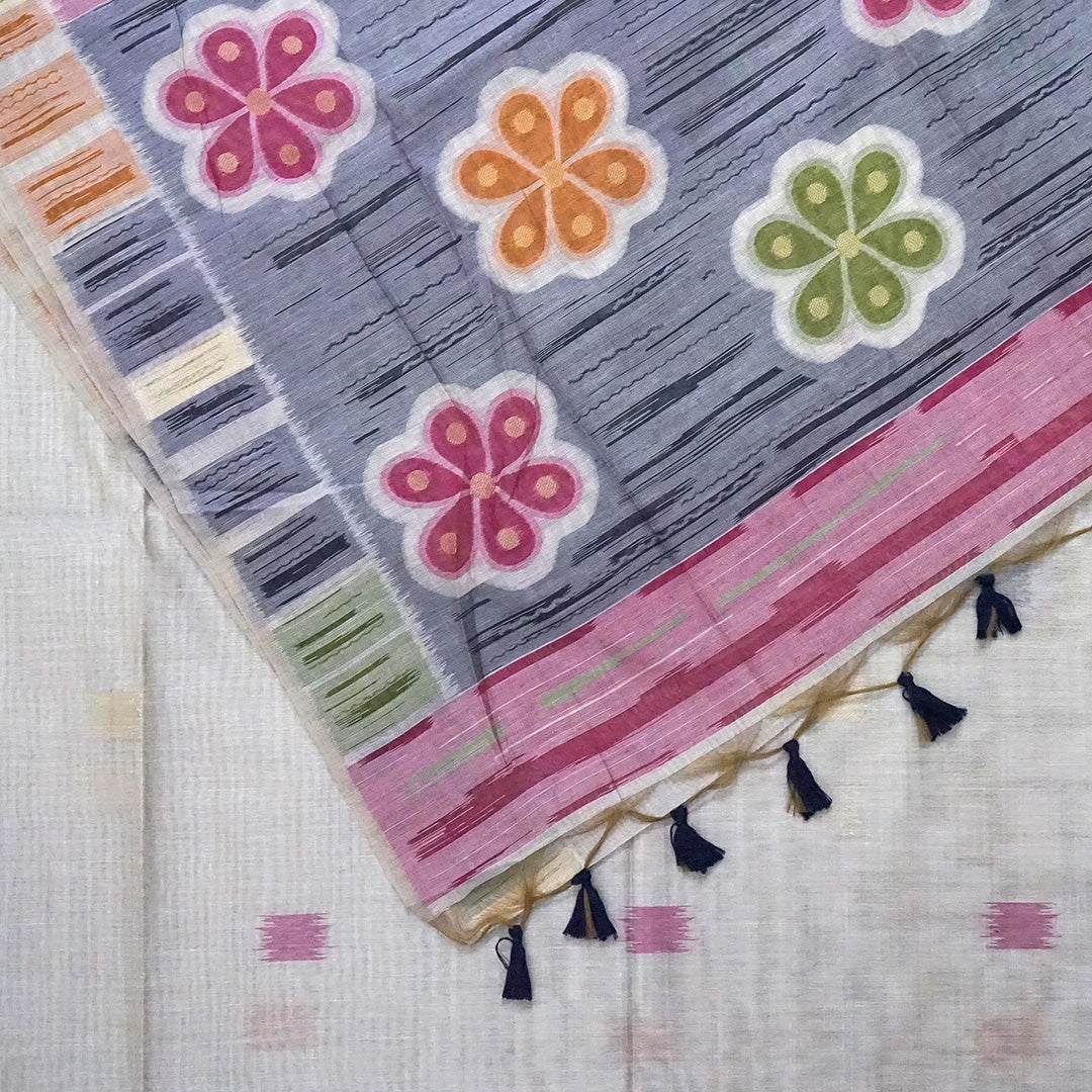 Navarangi Tussar in soft greyish lavender shade with a subtle matte finish