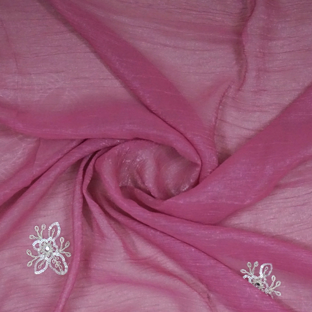 PASTEL WHISPERS - Rich wine-purple shade adorned with elegant silver floral embroidery,