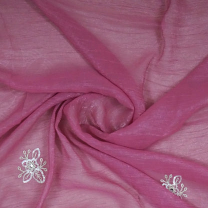 PASTEL WHISPERS - Rich wine-purple shade adorned with elegant silver floral embroidery,