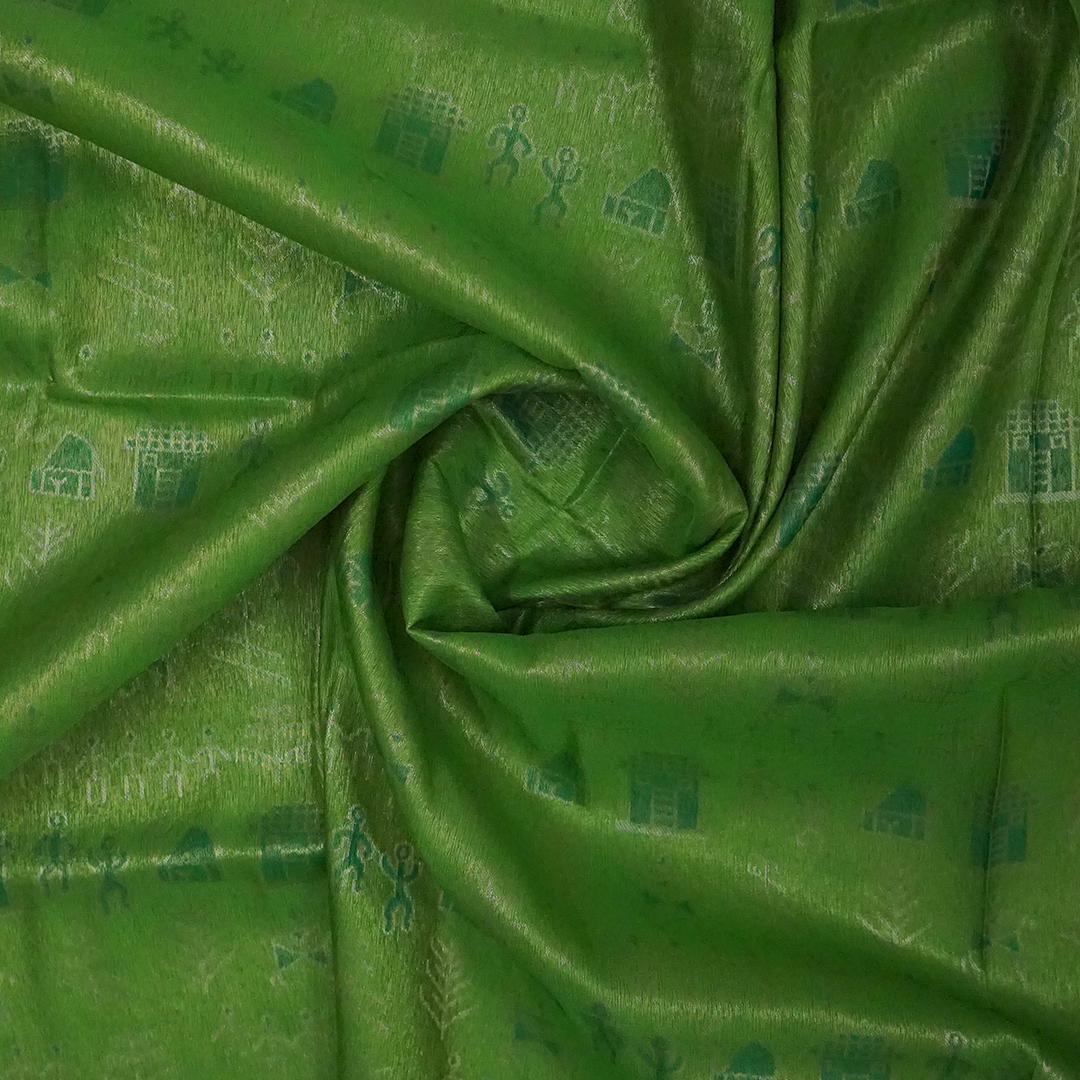 Green Stravi Silk with Golden Zari