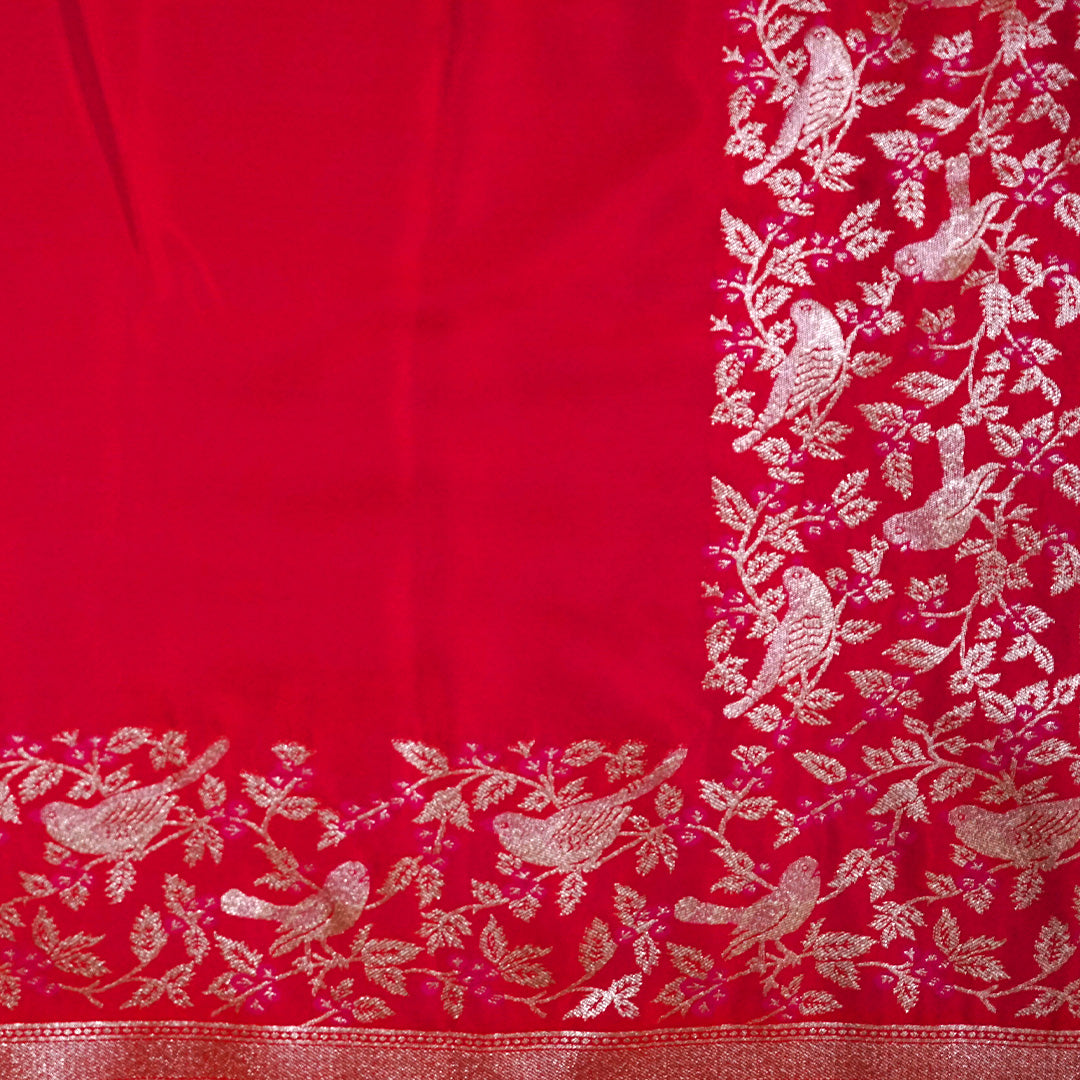 Hamsini Silk saree in Bright crimson red shade with a lustrous silk texture