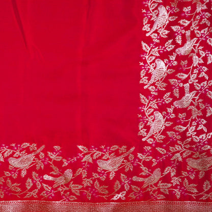 Hamsini Silk saree in Bright crimson red shade with a lustrous silk texture