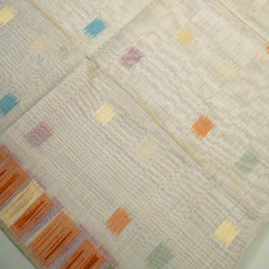 Navarangi Tussar in warm peach pink shade with a soft, textured finish