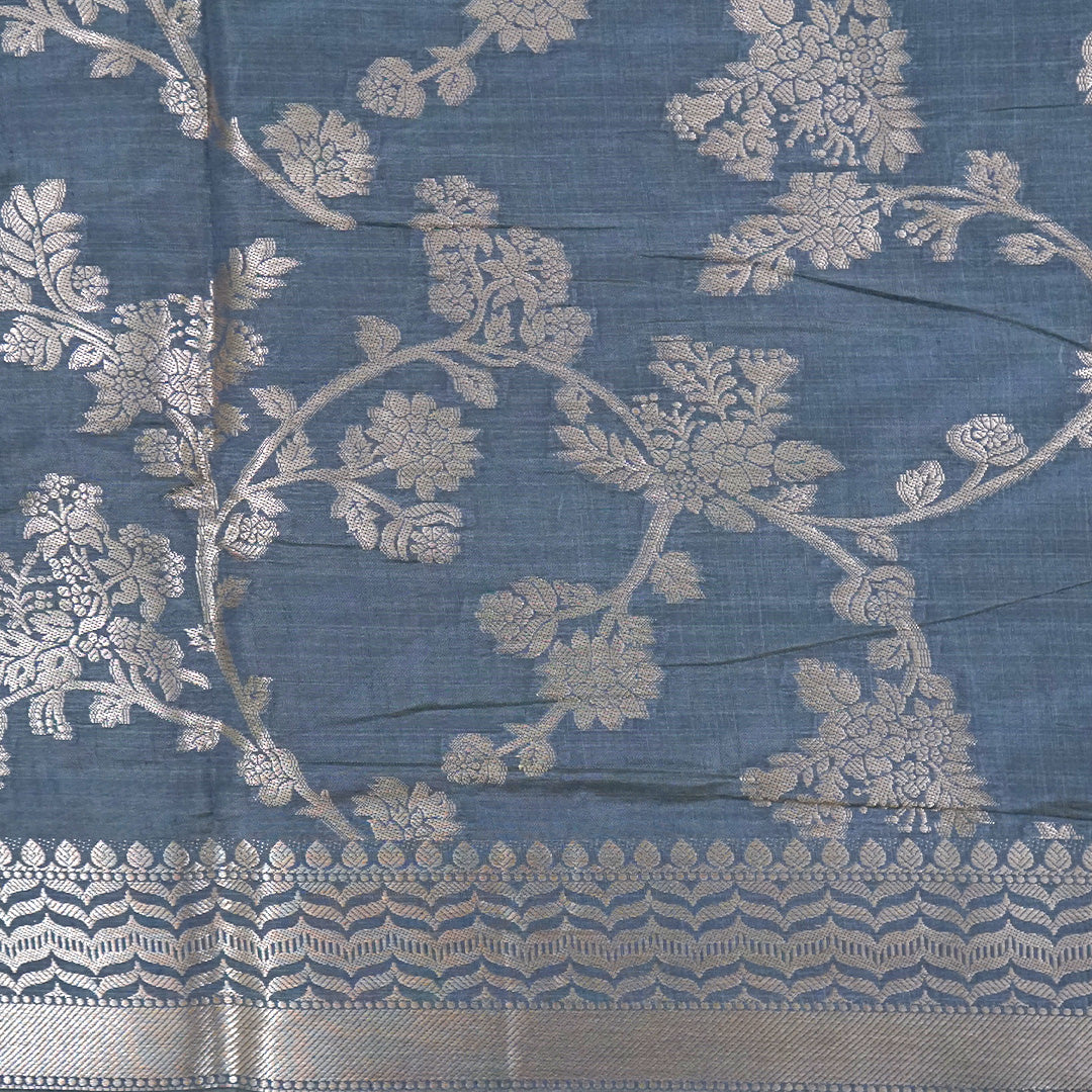 Chandhrika in Slate Blue - Grey base with floral works