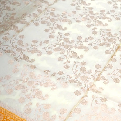 Ivory - Mustard Mahalakshmi Viscose silk saree with Floral and Zari works