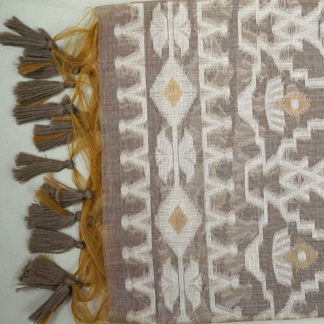 Monisha Tussar Muted taupe grey shade with a soft tussar silk texture