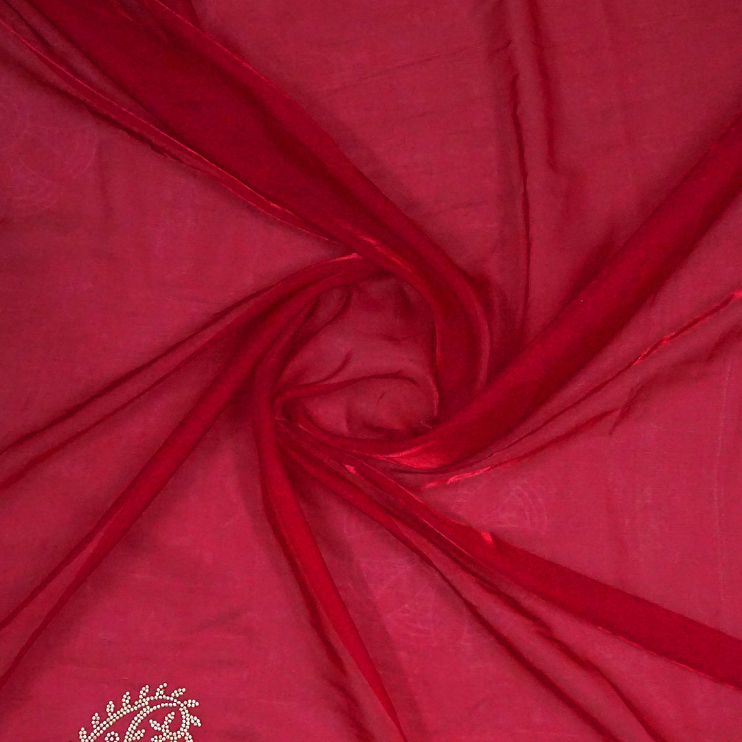 Ratnalekha silk saree in vibrant deep red base accentuated with intricate gold zari embroidery,