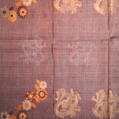 Mauve Palayam Silk Tussar with Olive Green border.
