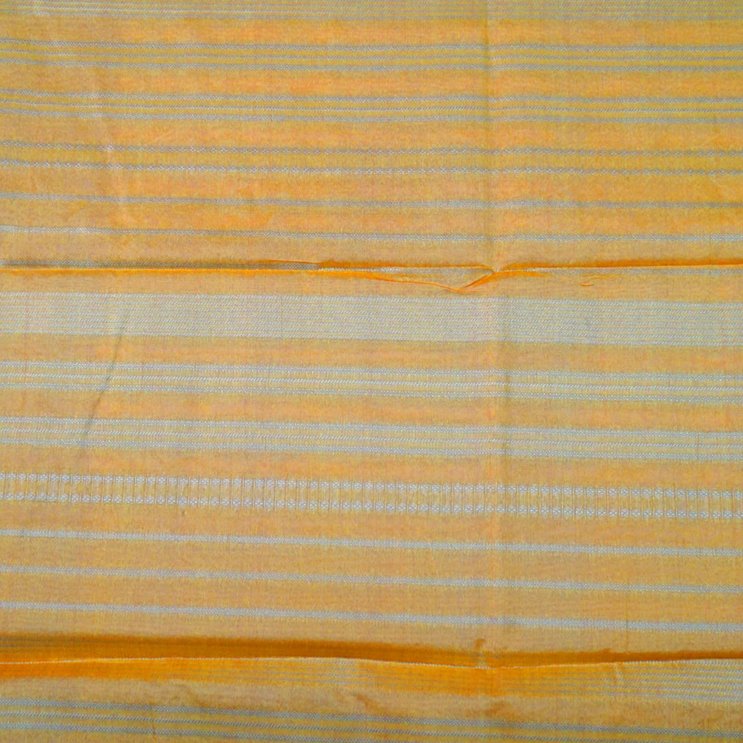Mustard yellow Gokul Tussar with pink border