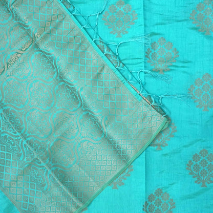 Chandhrika in Aqua Blue base with floral works